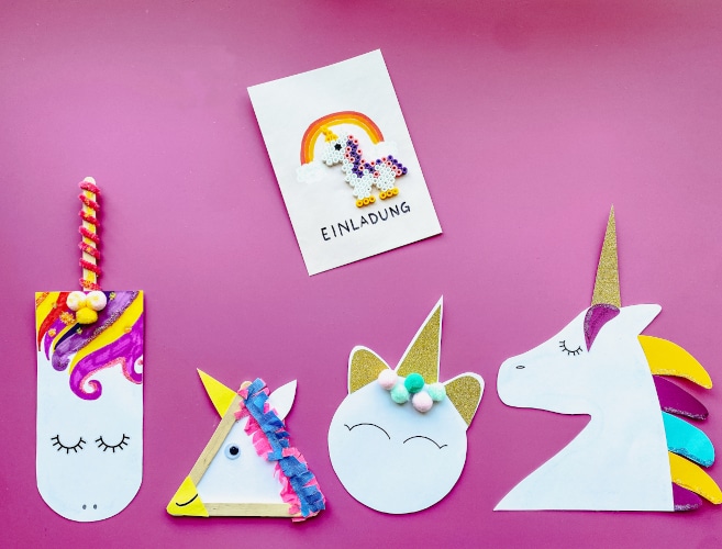 Einladungen zum Kindergeburtstag im Einhorn-Look basteln