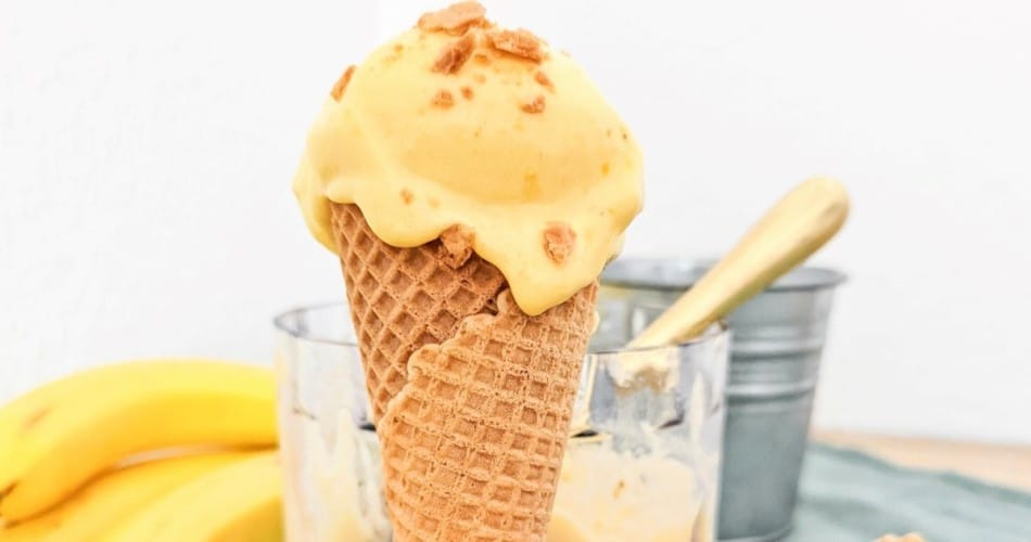 Nicecream mit Mango serviert in einer Eistüte